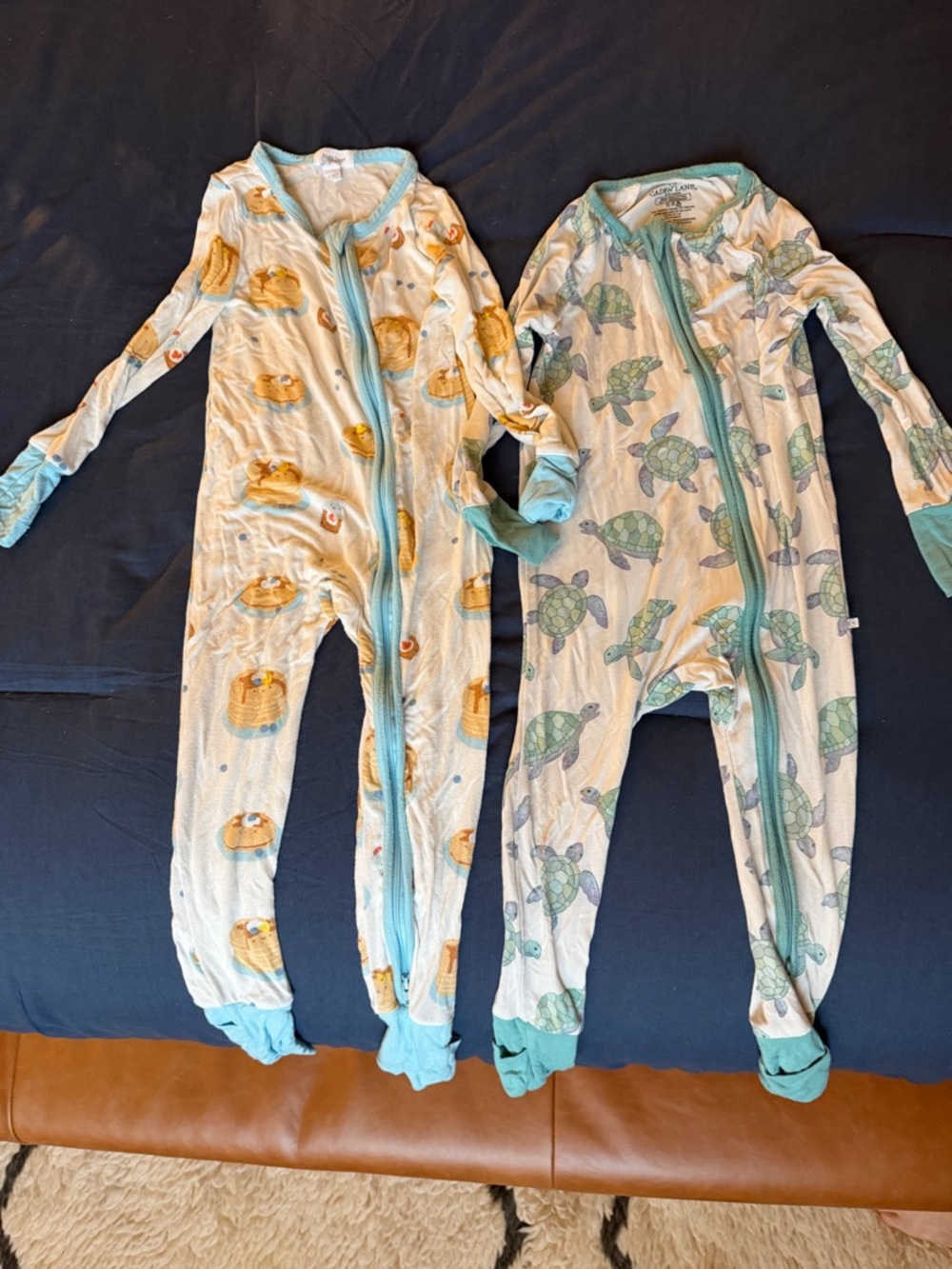 Caden Lane & Angel Dear Kids Zip One-Piece Pajamas with Turtles & Pancakes